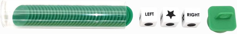 Ahoper Left Right Center Dice Game Prime Set Bundle with 3 Dices + 36 Chips. Round Tube Storage is Very Convenient for Travel. Easy to Store, Carry Around. (Green) - Image 2